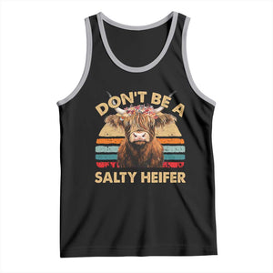 Highland Cow Tank Top Dont Be A Salty Heifer TS10 Black Athletic Heather Print Your Wear