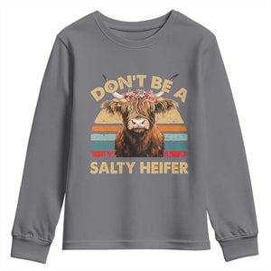 Highland Cow Youth Sweatshirt Dont Be A Salty Heifer TS10 Charcoal Print Your Wear