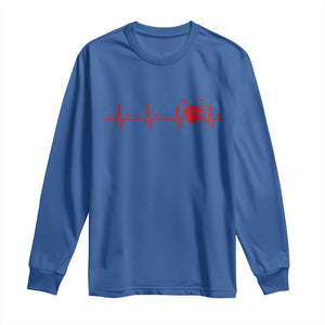 Drums Heartbeat Long Sleeve Shirt Drummer Percussionist TS10 Royal Blue Print Your Wear
