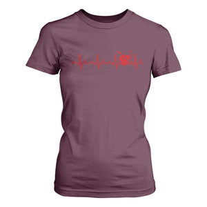 Drums Heartbeat T Shirt For Women Drummer Percussionist TS10 Maroon Print Your Wear