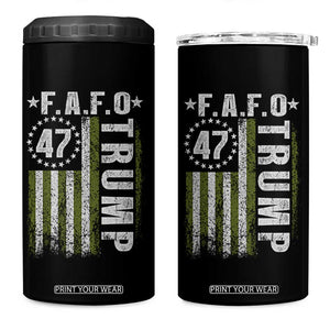 Funny Fafo 4 in 1 Can Cooler Tumbler President 47 FDT American Flag TS10 One Size: 16 oz Black Print Your Wear