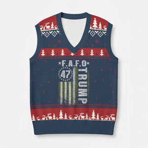 Funny Fafo V-Neck Knit Sweater Vest President 47 FDT American Flag TS10 Navy Red Print Your Wear