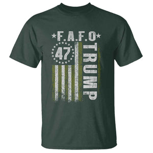 Funny Fafo T Shirt - President 47 FDT American Flag Political Humor Tee TS10 Dark Forest Green Print Your Wear