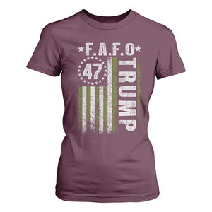 Funny Fafo T Shirt For Women President 47 FDT American Flag TS10 Maroon Print Your Wear