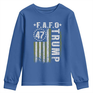 Funny Fafo Youth Sweatshirt President 47 FDT American Flag TS10 Royal Blue Print Your Wear