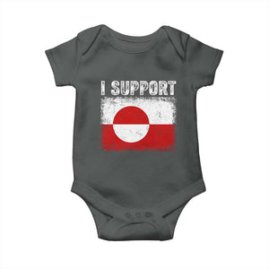 I Support Greenland Baby Onesie Grunge Flag TS10 Dark Heather Print Your Wear