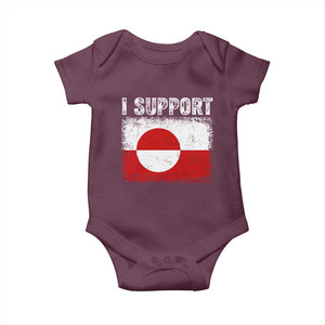 I Support Greenland Baby Onesie Grunge Flag TS10 Maroon Print Your Wear