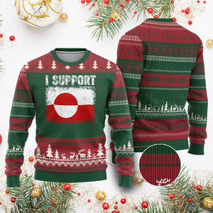 I Support Greenland Ugly Christmas Sweater Grunge Flag TS10 Red Green Print Your Wear