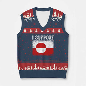 I Support Greenland V-Neck Knit Sweater Vest Grunge Flag TS10 Navy Red Print Your Wear