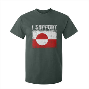 I Support Greenland T Shirt For Kid Grunge Flag TS10 Dark Forest Green Print Your Wear