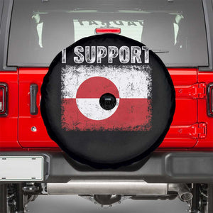 I Support Greenland Spare Tire Cover Grunge Flag TS10 Black Print Your Wear