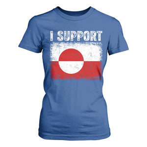 I Support Greenland T Shirt For Women Grunge Flag TS10 Royal Blue Print Your Wear
