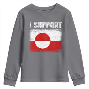 I Support Greenland Youth Sweatshirt Grunge Flag TS10 Charcoal Print Your Wear