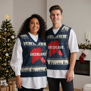 Greenland Not For Sale V-Neck Knit Sweater Vest Vintage Funny FDT Trump TS10 Navy Beige Print Your Wear