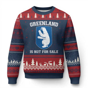 Greenland Is Not For Sale Ugly Christmas Sweater Polar Bear Vintage Political Protest TS10 Navy Red Print Your Wear