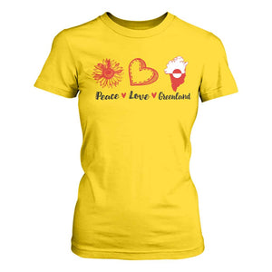 Peace Love Greenland T Shirt For Women Sunflower Flag Stand With Greenland TS10 Daisy Print Your Wear