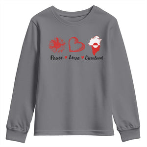 Peace Love Greenland Youth Sweatshirt Sunflower Flag Stand With Greenland TS10 Charcoal Print Your Wear
