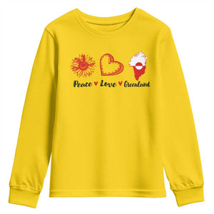 Peace Love Greenland Youth Sweatshirt Sunflower Flag Stand With Greenland TS10 Daisy Print Your Wear