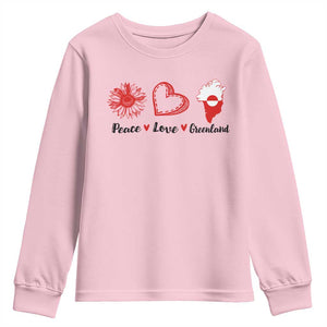 Peace Love Greenland Youth Sweatshirt Sunflower Flag Stand With Greenland TS10 Light Pink Print Your Wear
