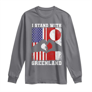 I Stand With Greenland Long Sleeve Shirt Greenlander US Flag Greenland American Usa America TS10 Charcoal Print Your Wear