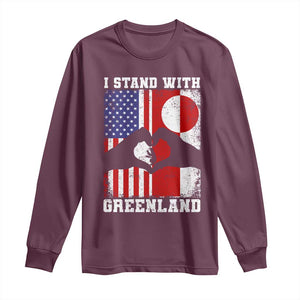 I Stand With Greenland Long Sleeve Shirt Greenlander US Flag Greenland American Usa America TS10 Maroon Print Your Wear