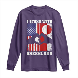 I Stand With Greenland Long Sleeve Shirt Greenlander US Flag Greenland American Usa America TS10 Purple Print Your Wear