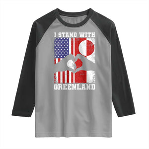 I Stand With Greenland Raglan Shirt Greenlander US Flag Greenland American Usa America TS10 Sport Gray Black Print Your Wear