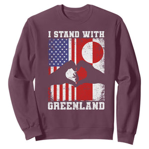 I Stand With Greenland Sweatshirt Greenlander US Flag Greenland American Usa America TS10 Maroon Print Your Wear