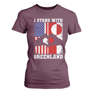 I Stand With Greenland T Shirt For Women Greenlander US Flag Greenland American Usa America TS10 Maroon Print Your Wear