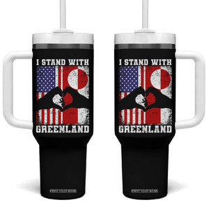 I Stand With Greenland Tumbler With Handle Greenlander US Flag Greenland American Usa America TS10 One Size: 40 oz Black Print Your Wear