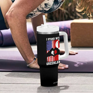 I Stand With Greenland Tumbler With Handle Greenlander US Flag Greenland American Usa America TS10 Print Your Wear
