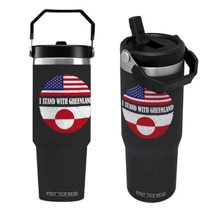 I Stand With Greenland Flip Straw Tumbler Political Protest Greenlander American Flag TS10 One Size: 30 oz Black Print Your Wear