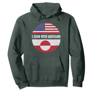I Stand With Greenland Hoodie Political Protest Greenlander American Flag TS10 Dark Forest Green Print Your Wear