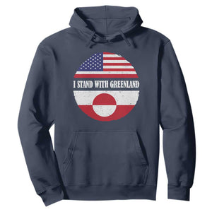 I Stand With Greenland Hoodie Political Protest Greenlander American Flag TS10 Navy Print Your Wear