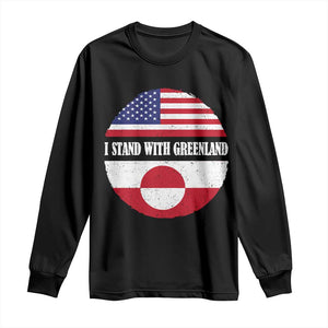 I Stand With Greenland Long Sleeve Shirt Political Protest Greenlander American Flag TS10 Black Print Your Wear