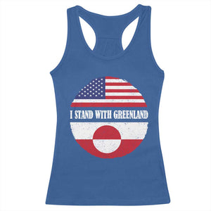 I Stand With Greenland Racerback Tank Top Political Protest Greenlander American Flag TS10 Royal Blue Print Your Wear