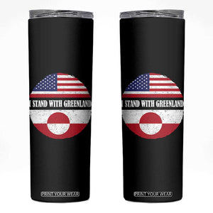 I Stand With Greenland Skinny Tumbler Political Protest Greenlander American Flag TS10 Black Print Your Wear