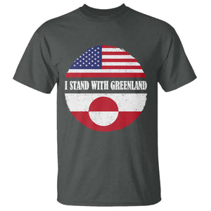I Stand With Greenland T Shirt Political Protest Greenlander American Flag TS10 Dark Heather Print Your Wear