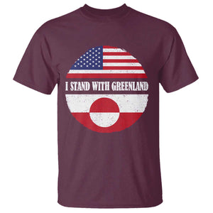 I Stand With Greenland T Shirt Political Protest Greenlander American Flag TS10 Maroon Print Your Wear