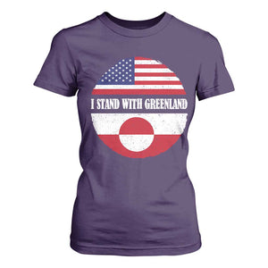 I Stand With Greenland T Shirt For Women Political Protest Greenlander American Flag TS10 Purple Print Your Wear