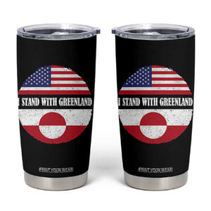I Stand With Greenland Tumbler Cup Political Protest Greenlander American Flag TS10 Black Print Your Wear