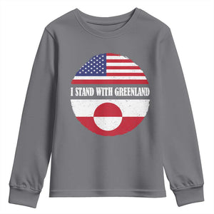 I Stand With Greenland Youth Sweatshirt Political Protest Greenlander American Flag TS10 Charcoal Print Your Wear