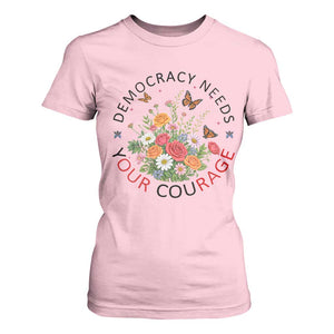 Pro Democracy T Shirt For Women Human Rights Our Rage Protest Floral FDT TS10 Light Pink Print Your Wear