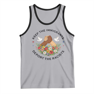 Keep The Immigrants Deport The Racist Tank Top Floral FDT TS10 Athletic Heather Black Print Your Wear