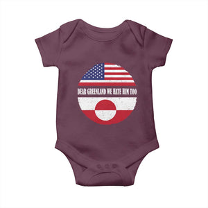 Dear Greenland We Hate Him Too Baby Onesie Political Protest Greenlander American Flag TS10 Maroon Print Your Wear