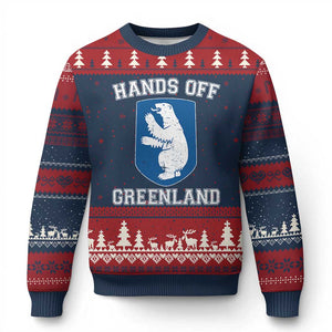 Hands Off Greenland Ugly Christmas Sweater Polar Bear Vintage Political Protest TS10 Navy Red Print Your Wear