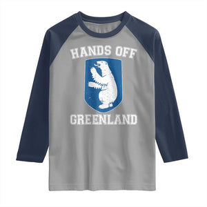 Hands Off Greenland Raglan Shirt Polar Bear Vintage Political Protest TS10 Sport Gray Navy Print Your Wear