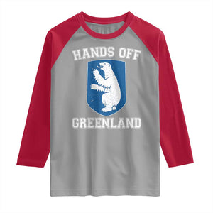 Hands Off Greenland Raglan Shirt Polar Bear Vintage Political Protest TS10 Sport Gray Red Print Your Wear