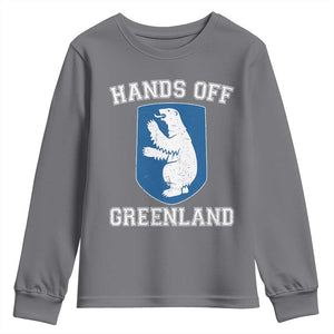 Hands Off Greenland Youth Sweatshirt Polar Bear Vintage Political Protest TS10 Charcoal Print Your Wear