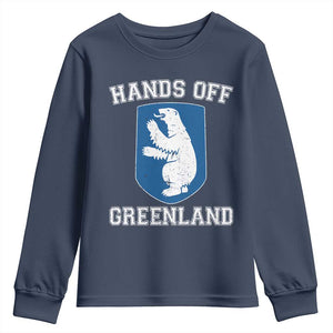 Hands Off Greenland Youth Sweatshirt Polar Bear Vintage Political Protest TS10 Navy Print Your Wear